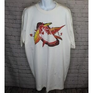 Y2K Up Town Tees Swoosh with Devil Graphic Tee Short Sleeve White Size 3XL EUC